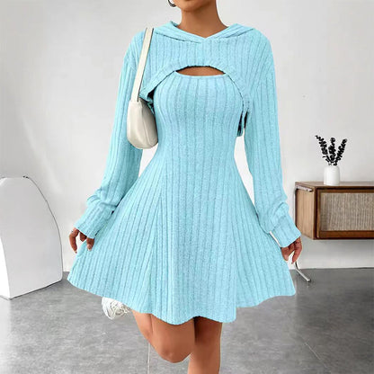 Jessamy | Cozy Hooded Fit Flare Mini Dress