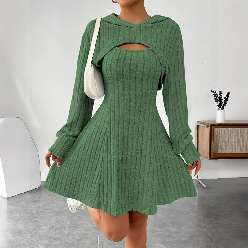 Jessamy | Cozy Hooded Fit Flare Mini Dress