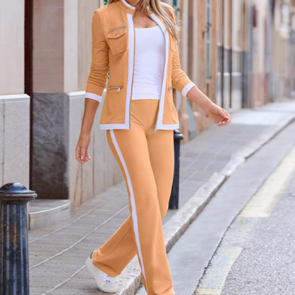 Adalira | Contrast Trim Jacket Trouser Two Piece Set