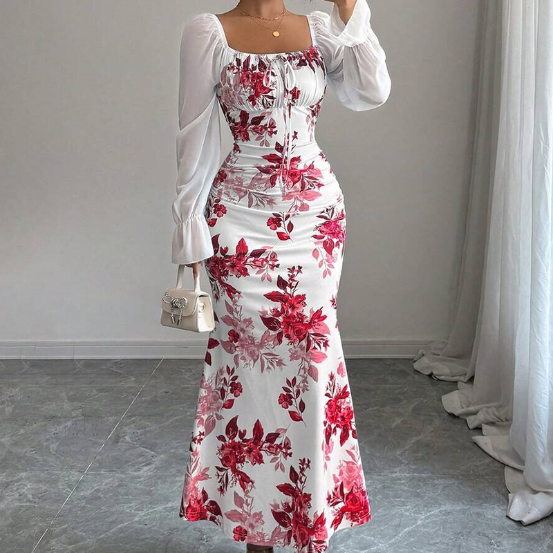 Lucasta | Elegant Floral Bodycon Maxi Dress