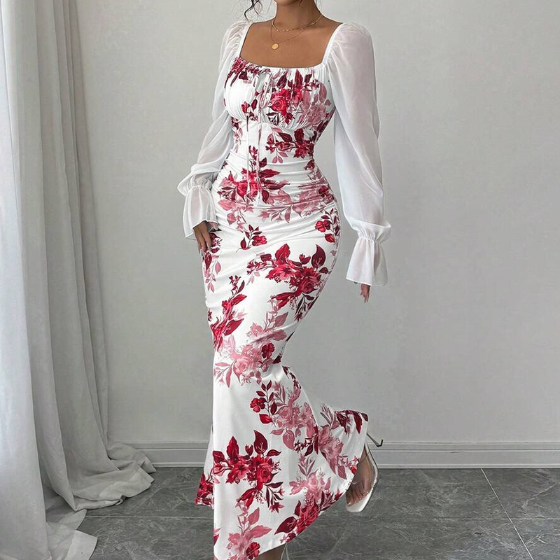 Lucasta | Elegant Floral Bodycon Maxi Dress