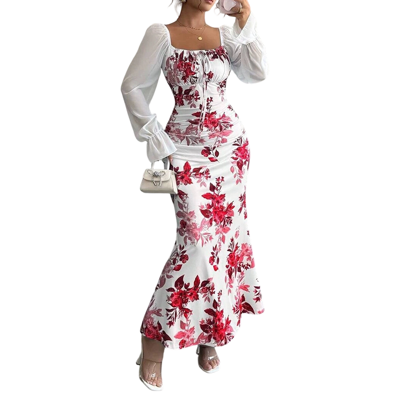 Lucasta | Elegant Floral Bodycon Maxi Dress