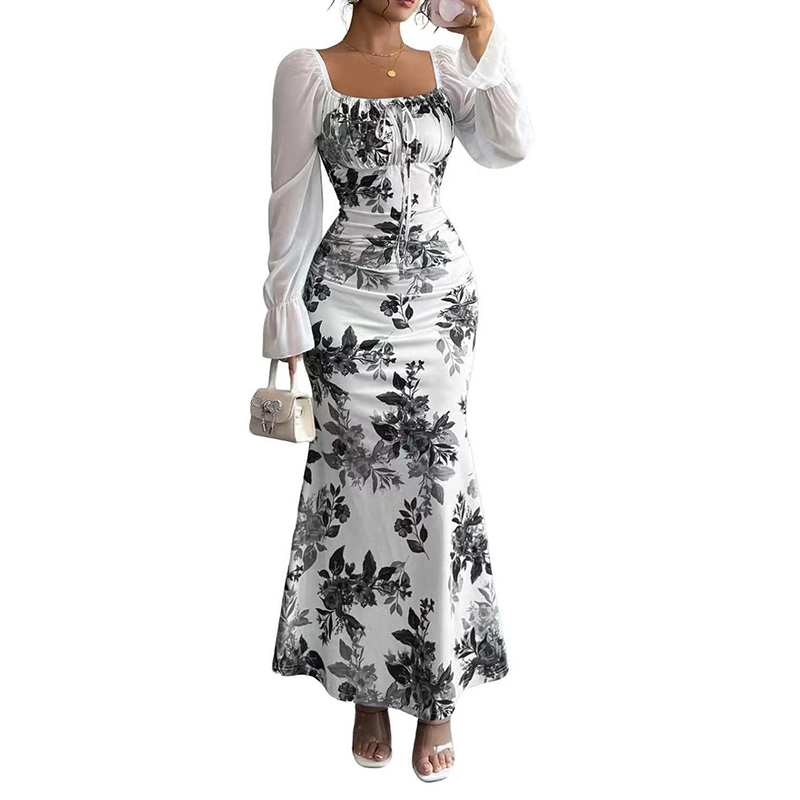 Lucasta | Elegant Floral Bodycon Maxi Dress