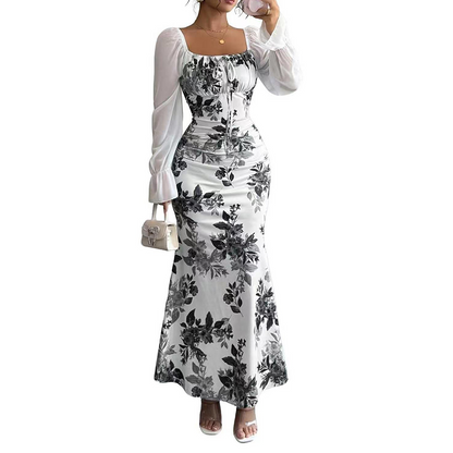 Lucasta | Elegant Floral Bodycon Maxi Dress