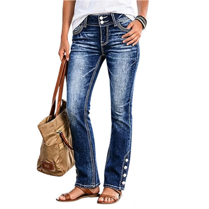 Sabina | High Waist Button Detail Jeans