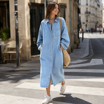 Kendall | Button Front Long Sleeve Shirt Dress