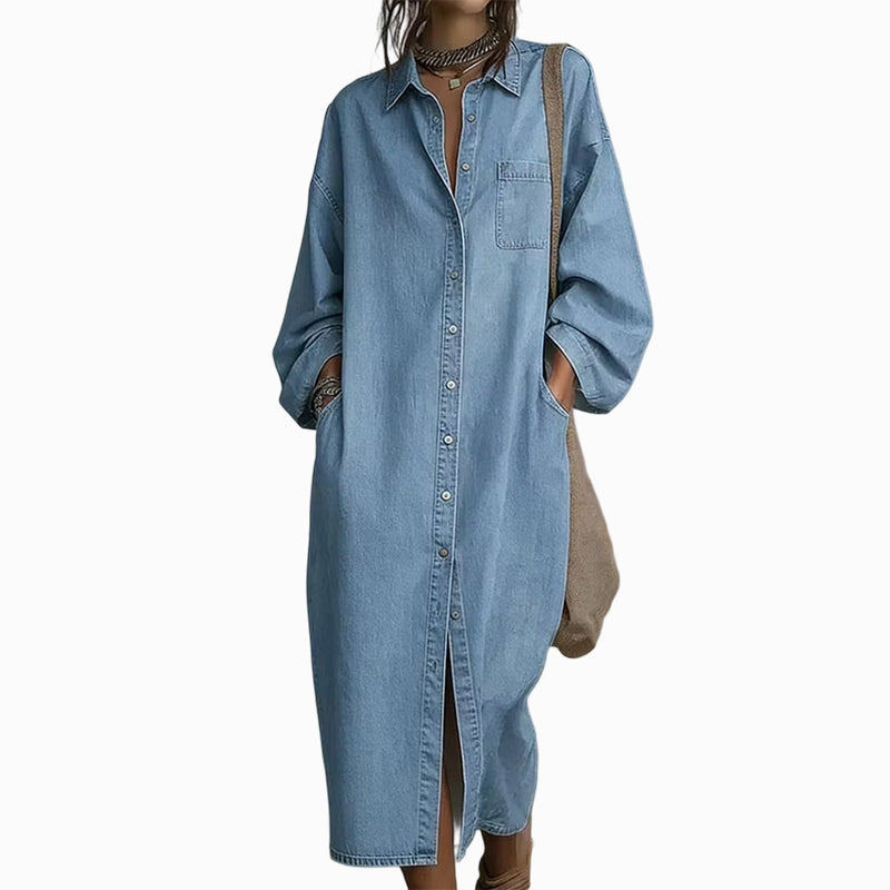 Kendall | Button Front Long Sleeve Shirt Dress