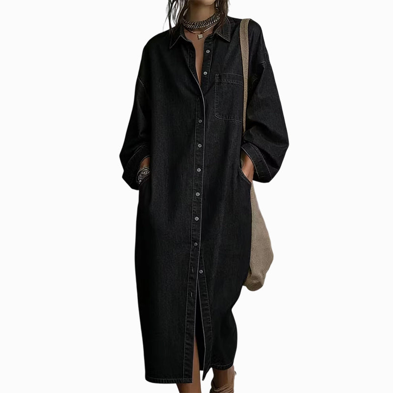 Kendall | Button Front Long Sleeve Shirt Dress