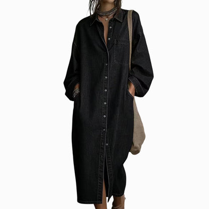 Kendall | Button Front Long Sleeve Shirt Dress