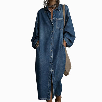 Kendall | Button Front Long Sleeve Shirt Dress