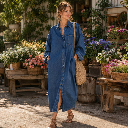 Kendall | Button Front Long Sleeve Shirt Dress