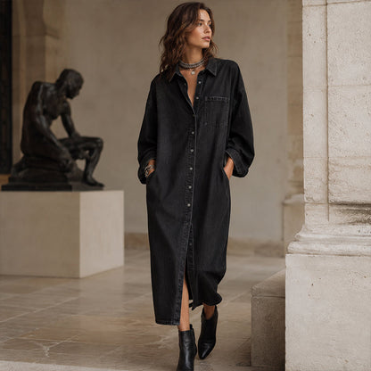 Kendall | Button Front Long Sleeve Shirt Dress