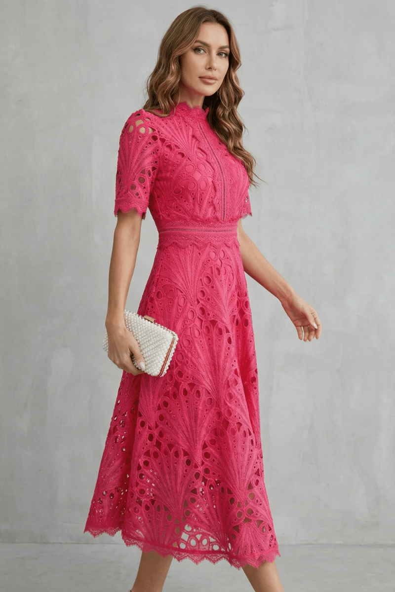 Jessara | Embroidered Lace Midi Dress