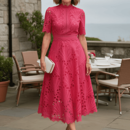 Jessara | Embroidered Lace Midi Dress
