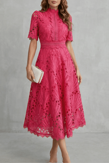 Jessara | Embroidered Lace Midi Dress