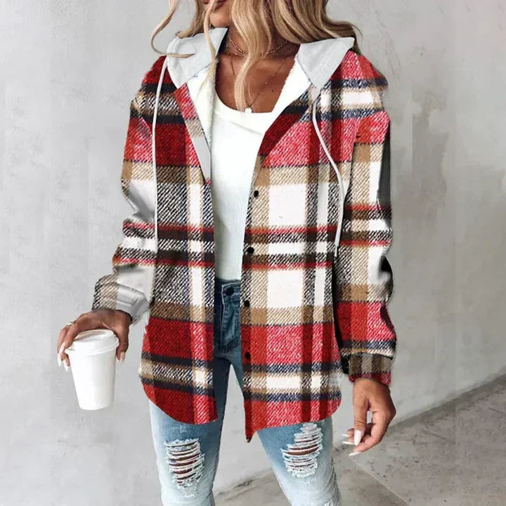 Honelle | Relaxed Plaid Hooded Shirt Jacket