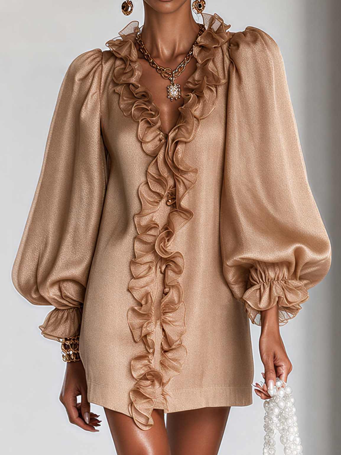 Fidelia | Statement Ruffle Trim Mini Dress