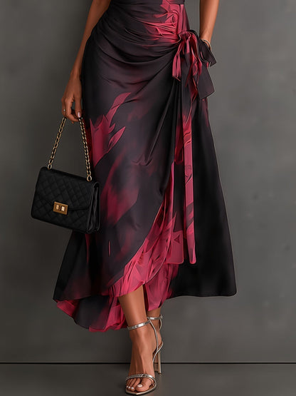 Brielleva | Satin Floral Wrap Maxi Dress
