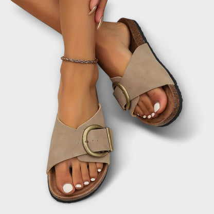 Talia | Buckle Strap Slide Sandals