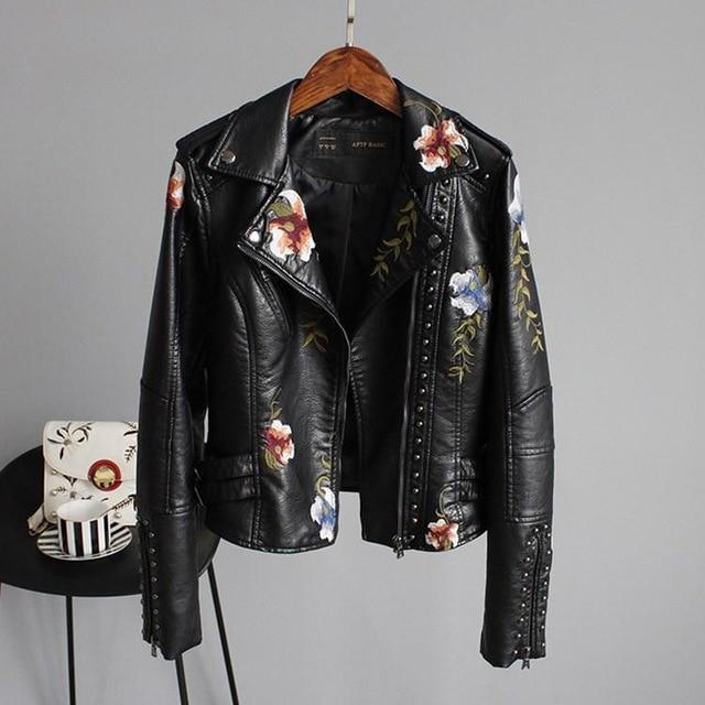 Petra | Embroidered Floral Moto Jacket