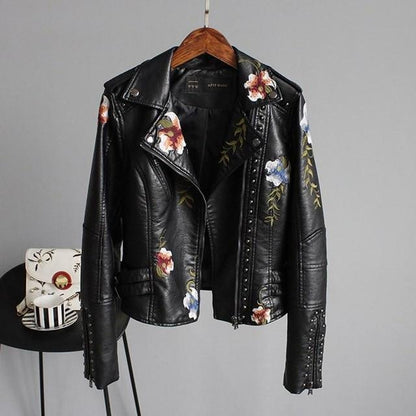 Petra | Embroidered Floral Moto Jacket