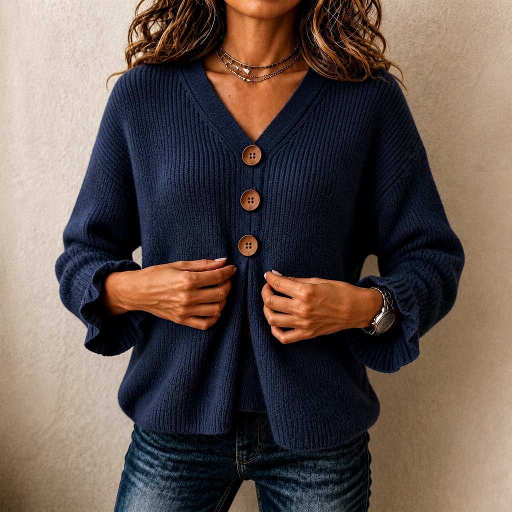 Elysia | Cosy V Neck Relaxed Sweater