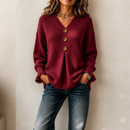 Elysia | Cosy V Neck Relaxed Sweater