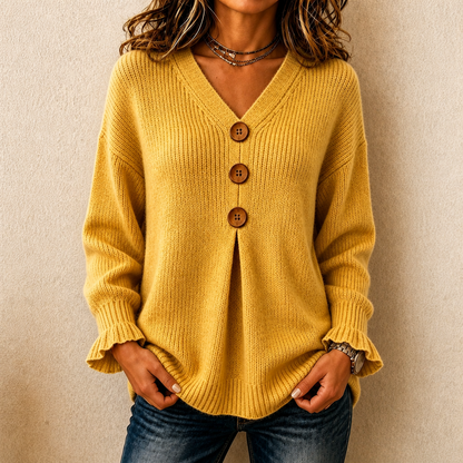 Elysia | Cosy V Neck Relaxed Sweater