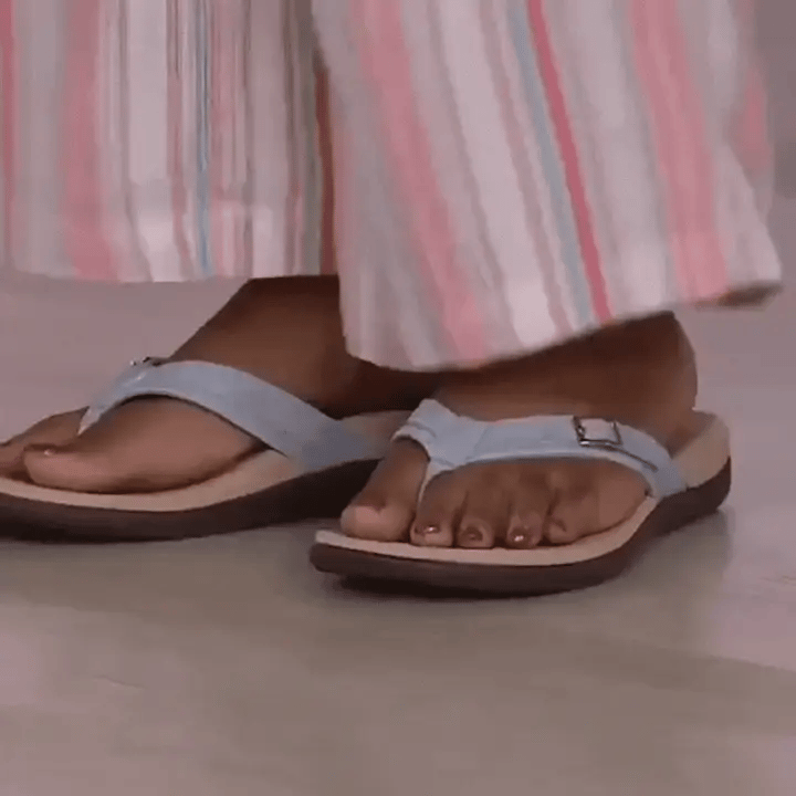 Syllwyn | Buckle Strap Toe Post Cushioned Flat Flip Flops