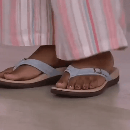 Syllwyn | Buckle Strap Toe Post Cushioned Flat Flip Flops