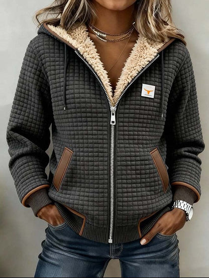 Inessa | Soft Plush Lined Zip Front Jacket