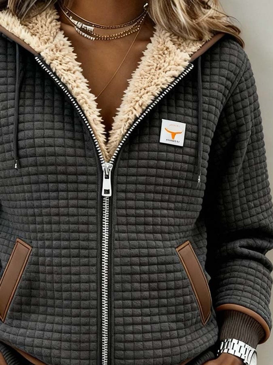 Inessa | Soft Plush Lined Zip Front Jacket