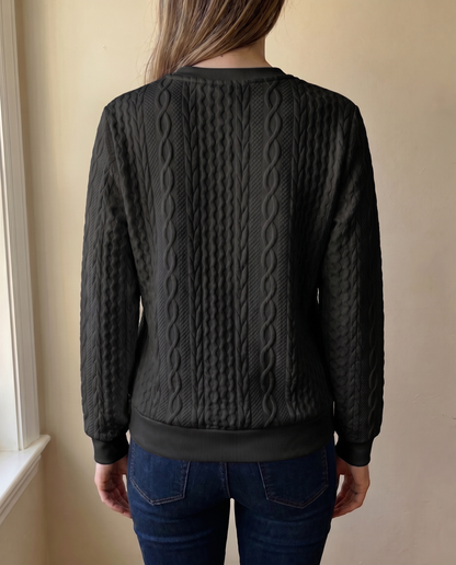 Phaeline | Cable Knit Half Zip Sweatshirt