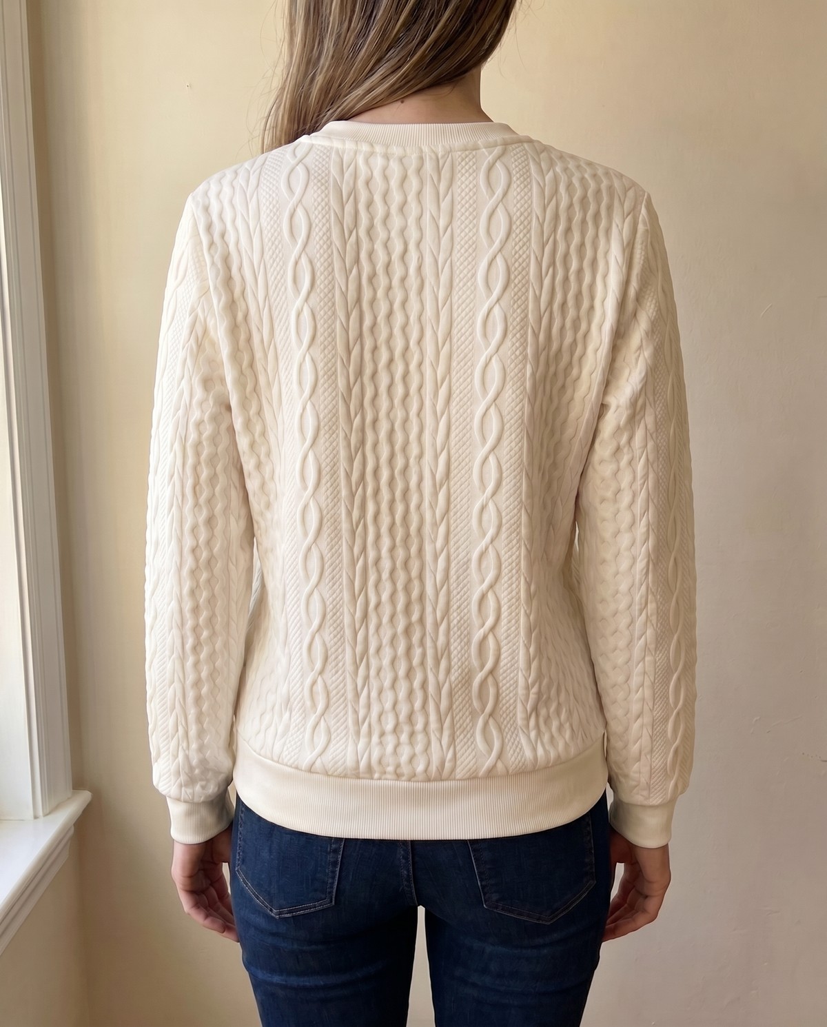 Phaeline | Cable Knit Half Zip Sweatshirt