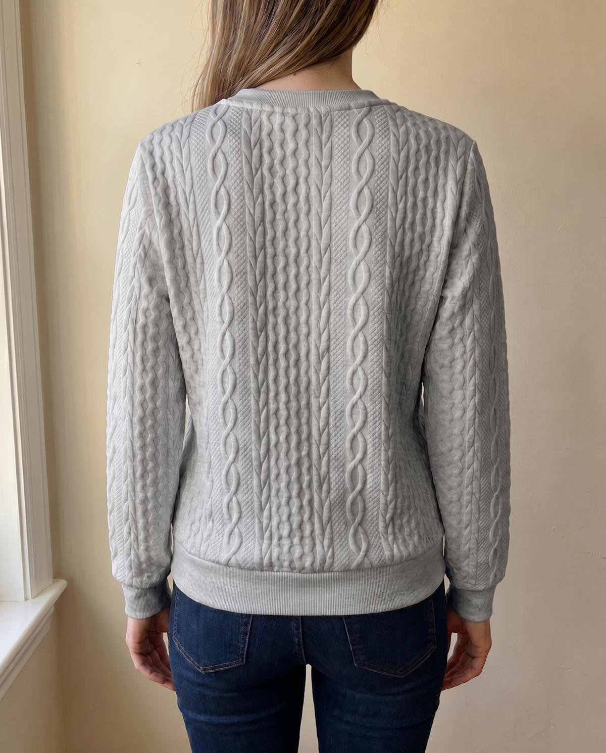 Phaeline | Cable Knit Half Zip Sweatshirt