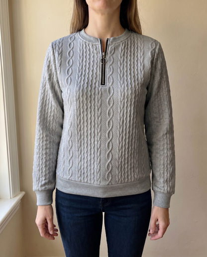 Phaeline | Cable Knit Half Zip Sweatshirt