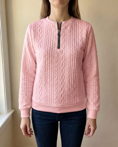 Phaeline | Cable Knit Half Zip Sweatshirt