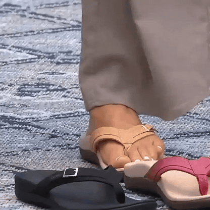 Syllwyn | Buckle Strap Toe Post Cushioned Flat Flip Flops