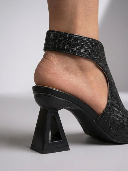 Nyverra | Woven Cutout Block Heel Sandals